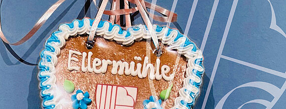 Lebkuchenherz mit der Aufschrift Ellermühle